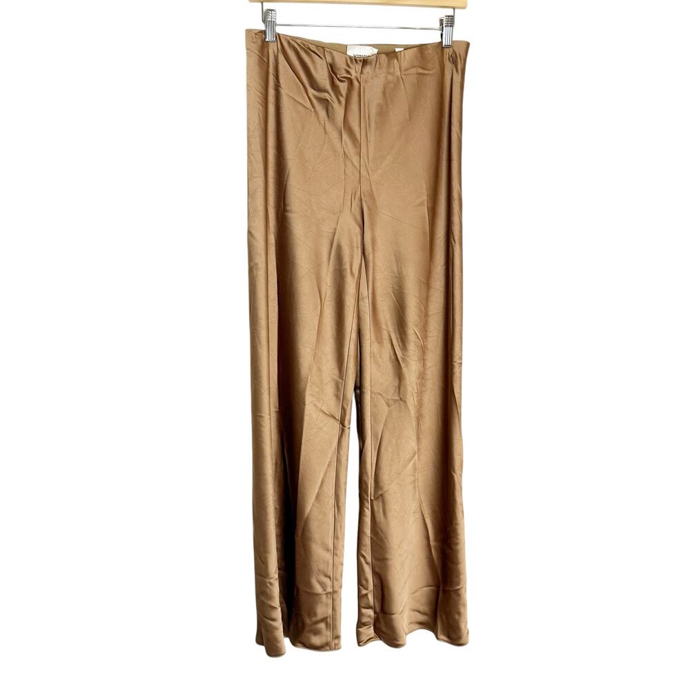 Vince Bronze Golden Brown Satin Wide Leg Culotte Pants Size Medium